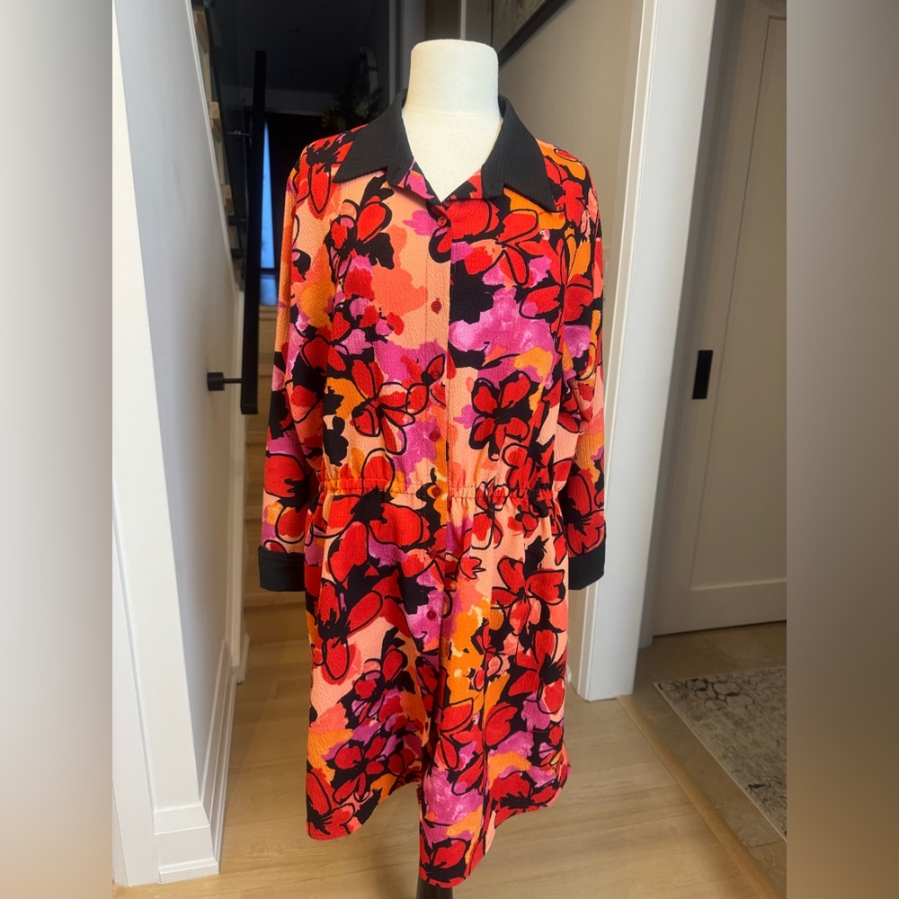 Hilary MacMillan Floral Shirt Dress – Size 1X – Made in Canada